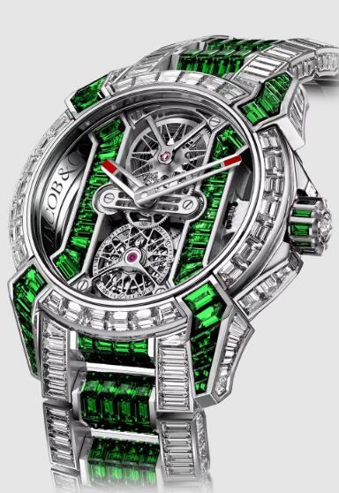 Review Jacob & Co epic x tourbillon baguette DIAMONDS & TSAVORITES EX510.30.BD.BF.A30BB Replica watch